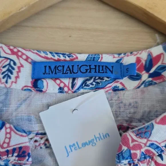 *NWT J. Mclaughlin Nylee 100% Linen Floral Dress Size S Relaxed Fit 3/4 Sleeves - Picture 8 of 12